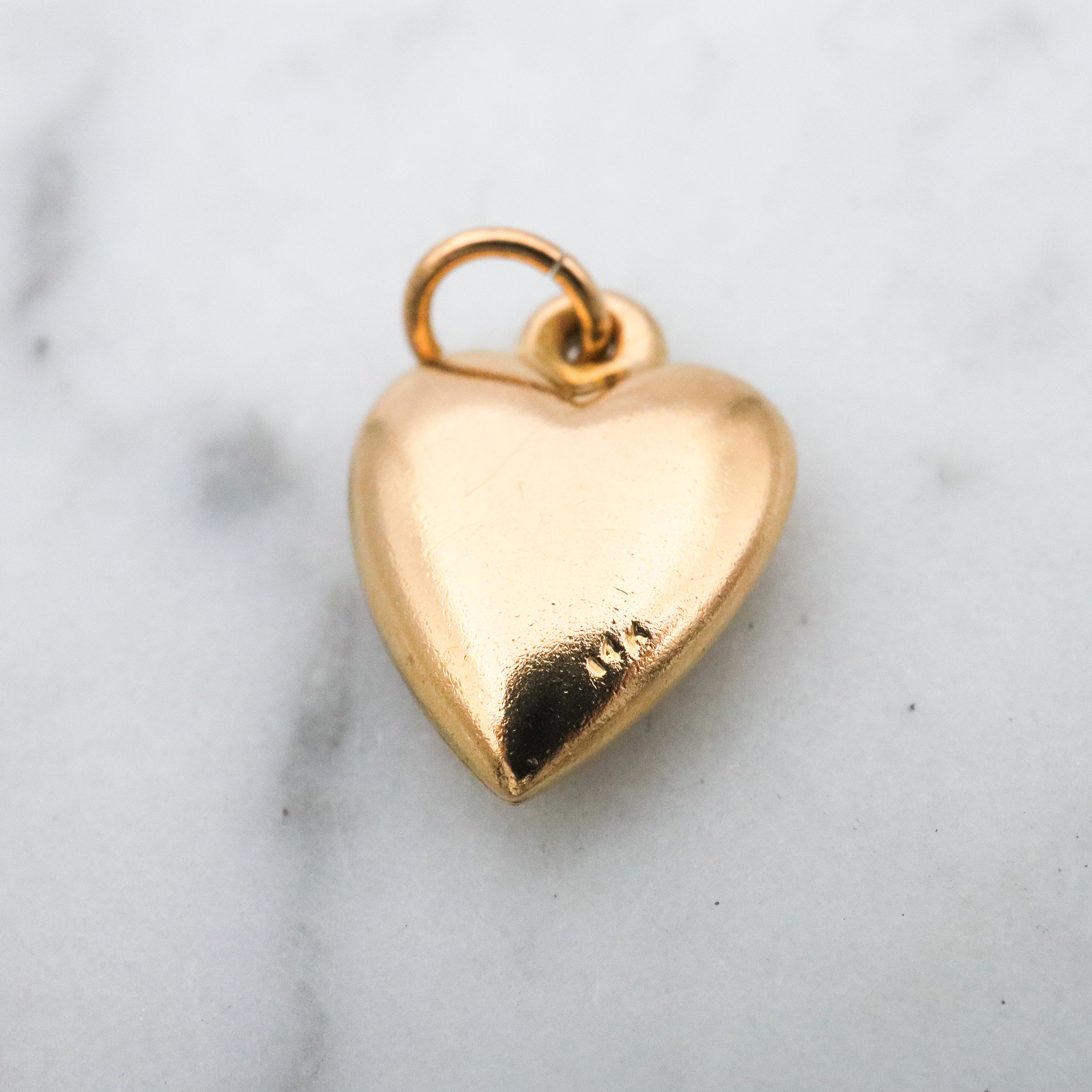 vintage 14k gold puffy heart charm pendant